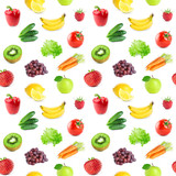Collection of fruits and vegetables. Seamless pattern