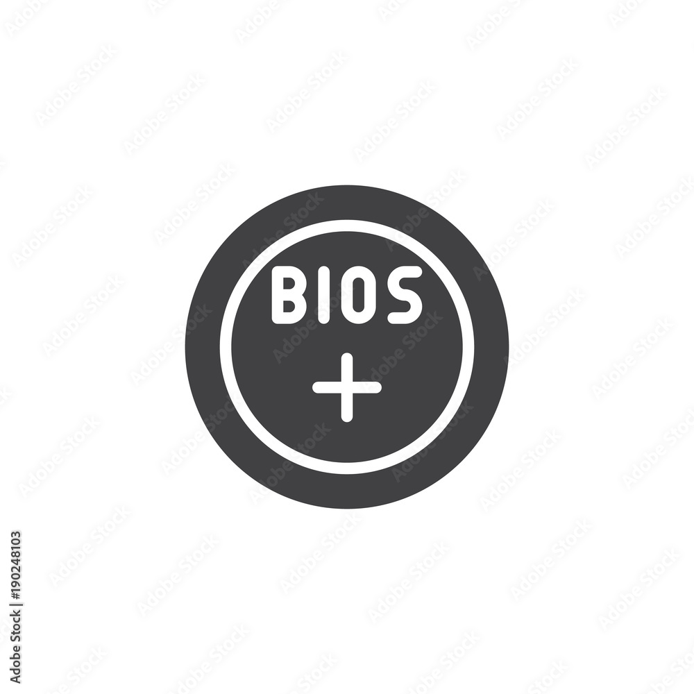 Bios battery icon vector, filled flat sign, solid pictogram isolated on white. Symbol, logo illustration. Bios battery icon vector, filled flat sign, solid pictogram isolated on white. Symbol, logo illustration.