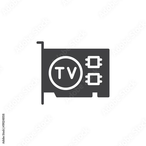 Computer video card icon vector, filled flat sign, solid pictogram isolated on white. TV tuner pcie card Symbol, logo illustration.