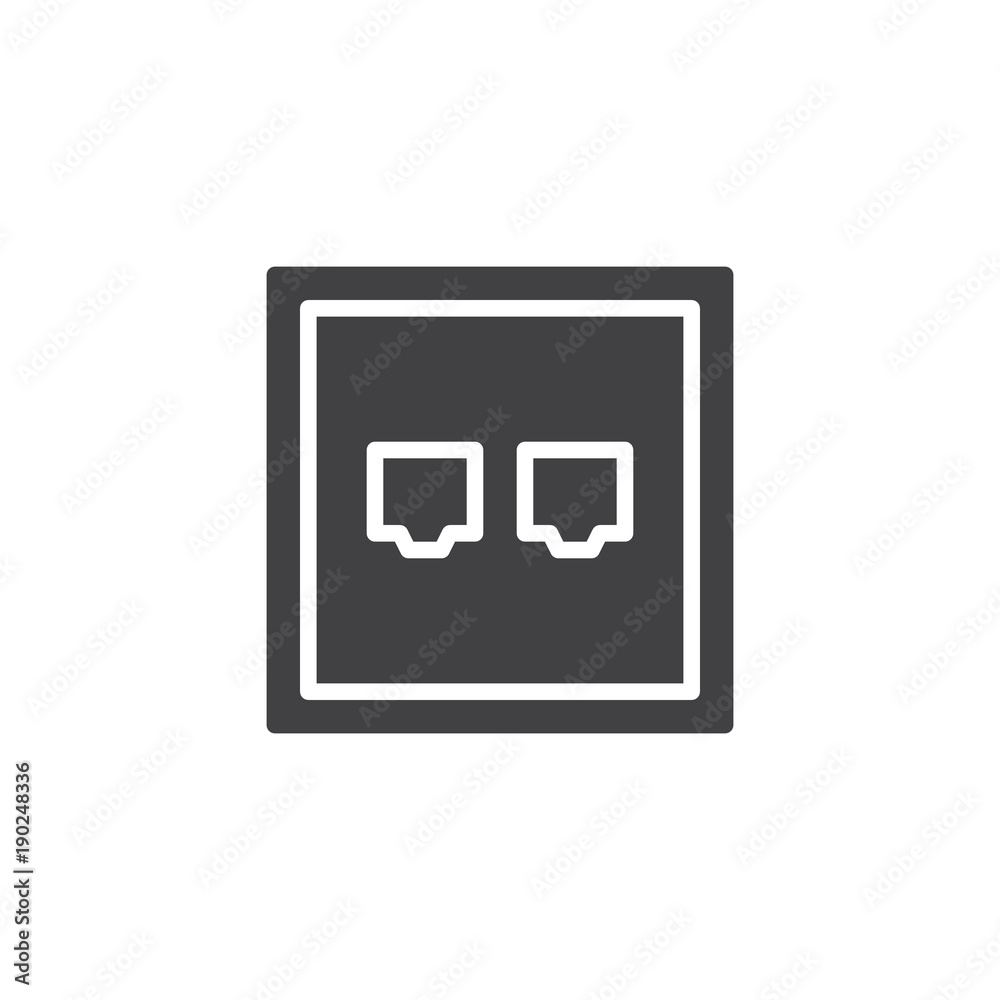 Plug socket icon vector, filled flat sign, solid pictogram isolated on white. Network socket symbol, logo illustration. Plug socket icon vector, filled flat sign, solid pictogram isolated on white. Network socket symbol, logo illustration.