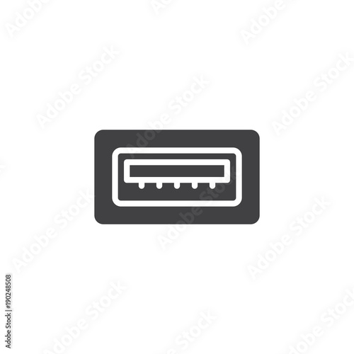 USB port icon vector, filled flat sign, solid pictogram isolated on white. Symbol, logo illustration.