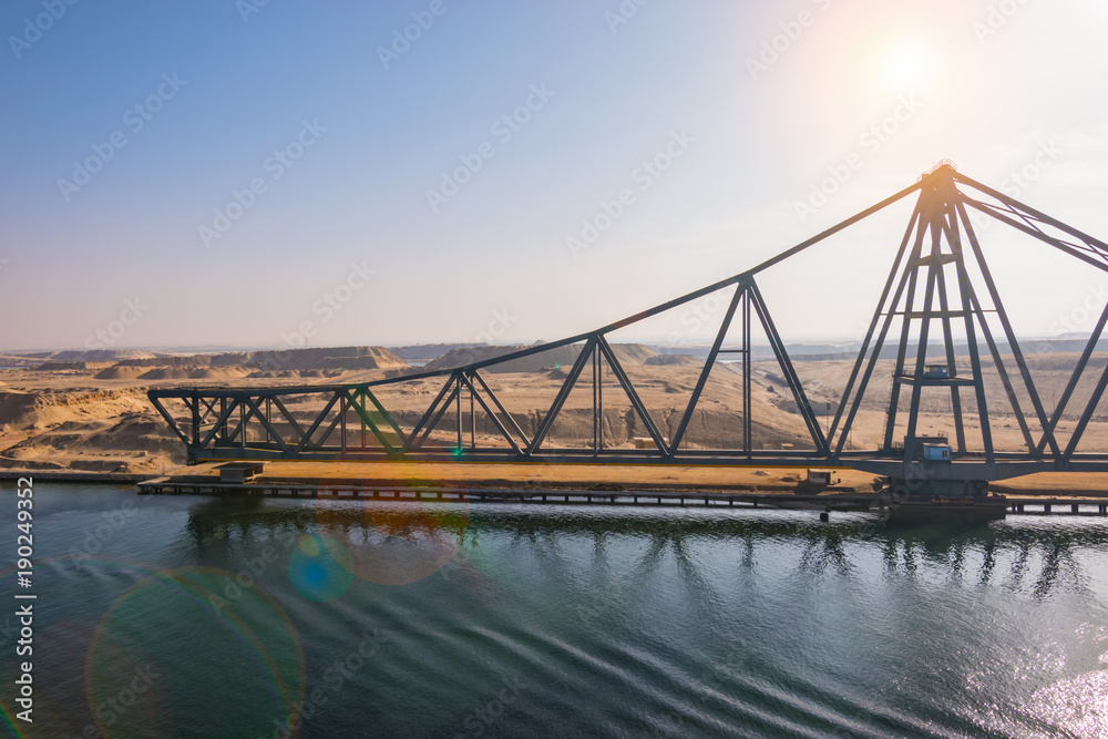 Fototapeta premium Longest swing bridge in the world. Suez Canal, Egypt.