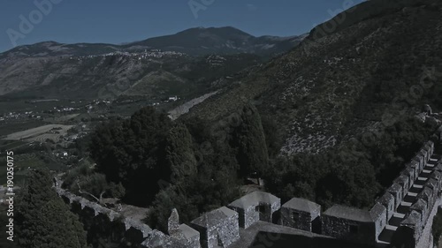 beautiful medieval town from drone in a summer day