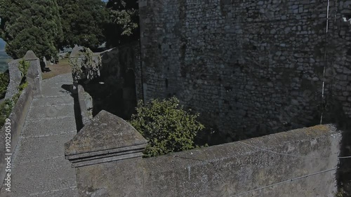 beautiful medieval town from drone in a summer day