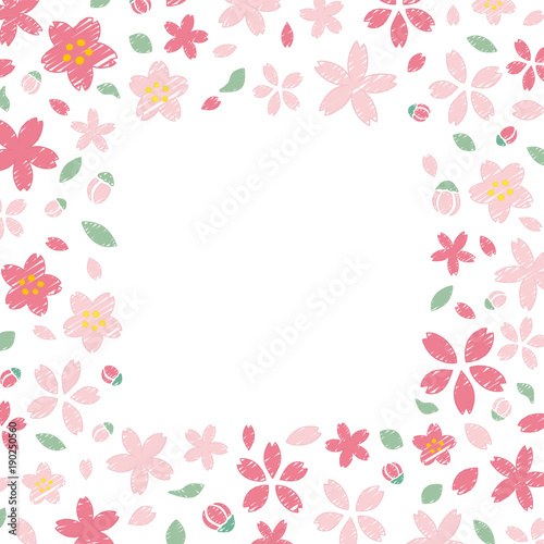 手書き風の桜のフレーム素材 © kumashacho