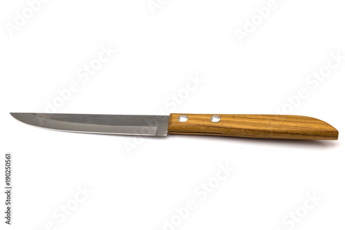 knife with wooden handle isolated