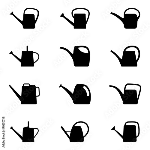 Set of silhouettes of watering can, vector illustration