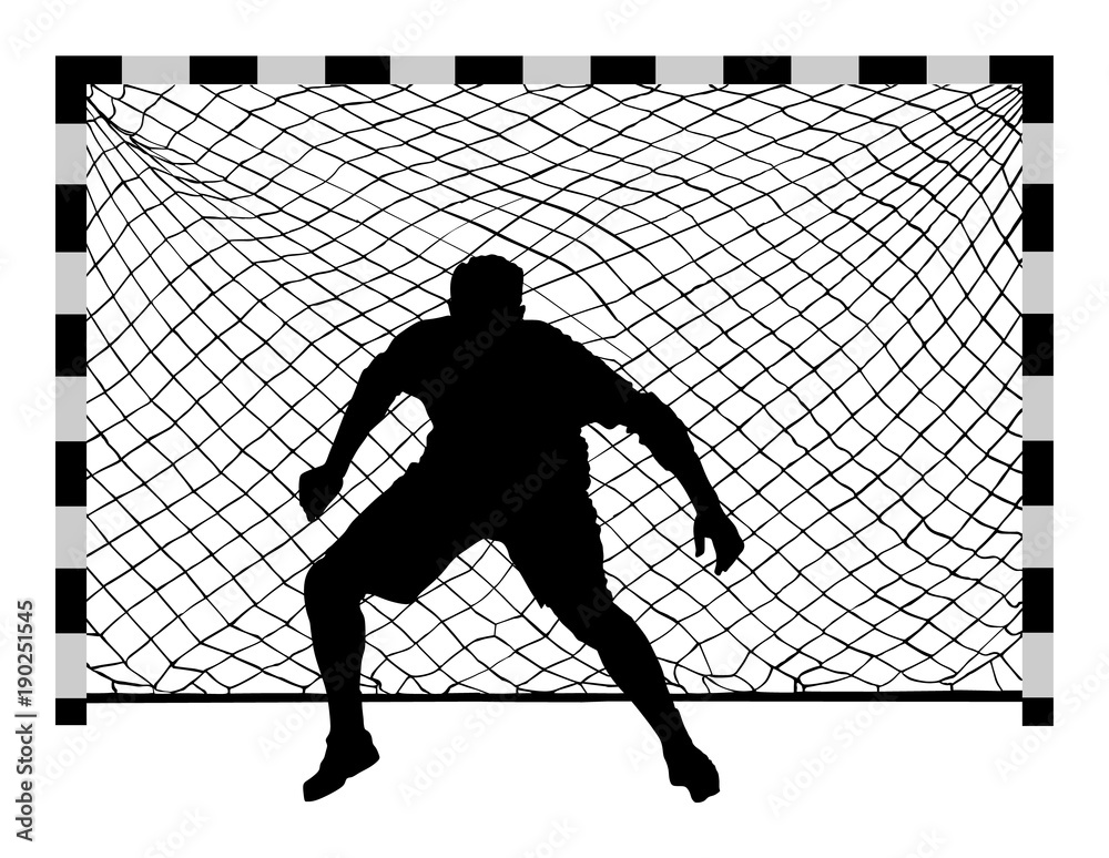 Handball (soccer) goalkeeper silhouette vector. Goalkeeper silhouette