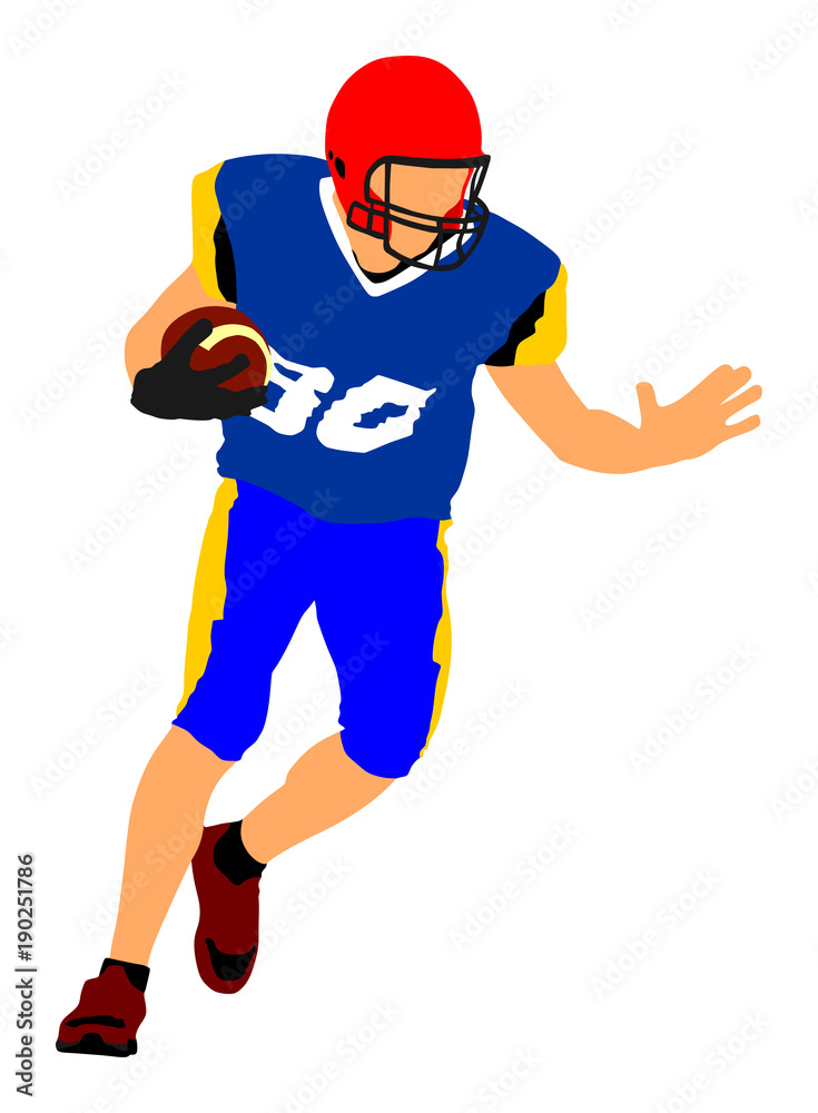 American football player in action, vector illustration. Battle for the ball. American football player in action, vector illustration. Battle for the ball.