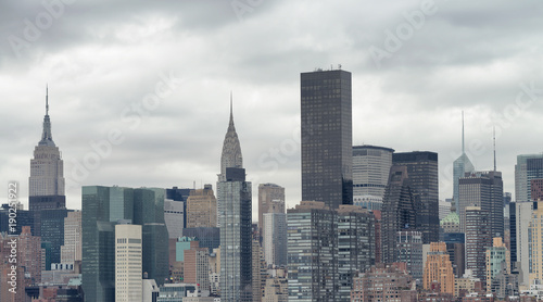 New York City, USA. Amazing aerial Manhattan view at sunset photo