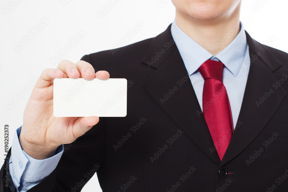 Template and Blank Business card in Man's hand. Selective focus Template and Blank Business card in Man's hand. Selective focus
