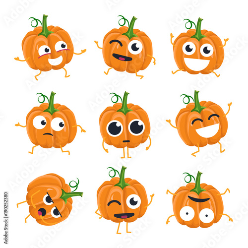 Funny pumpkin - vector isolated cartoon emoticons