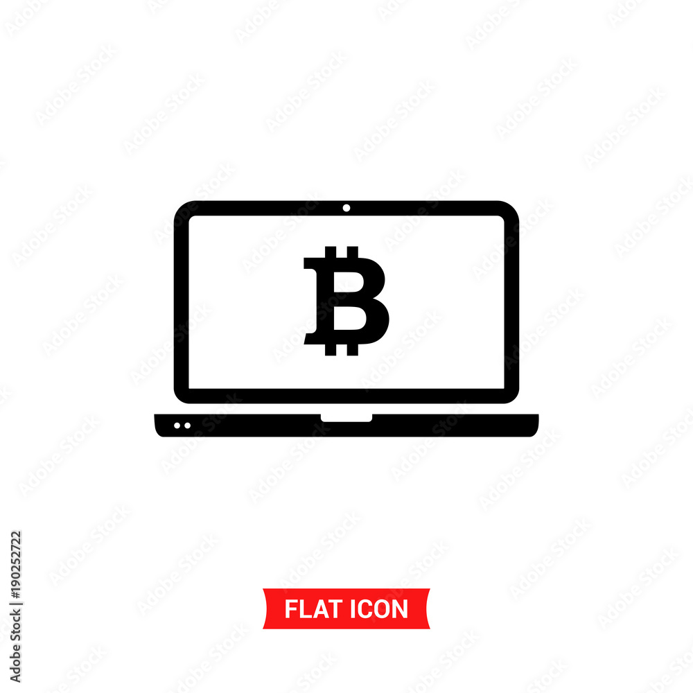 Laptop bitcoin vector icon Laptop bitcoin vector icon