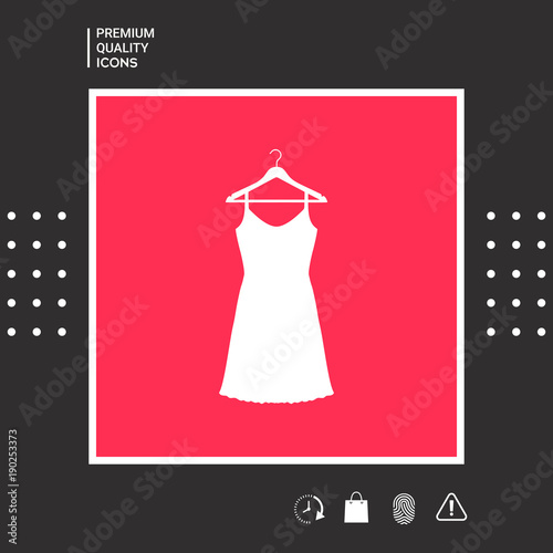 Sundress, Evening dress, combination or nightie on the wardrobe hanger , the silhouette. Menu item in the web design