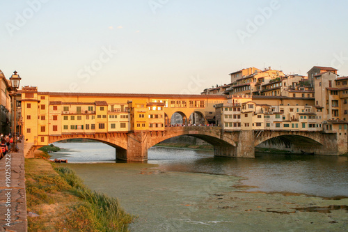 Summer. Italy. Florence. Panoramic view of the city. Ponte Vecchio.
