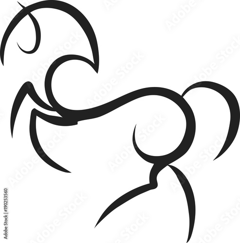 Line sketch of the horse.