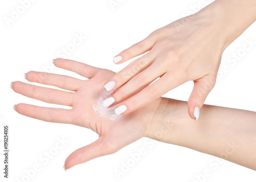 Cream on female hands