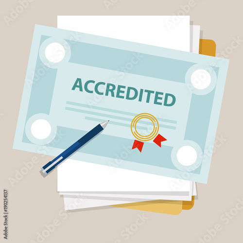 Fotografie accredited authorized organization business certificate paper with stamp