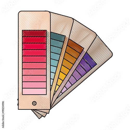 color palette guide scale set in colored crayon silhouette vector illustration