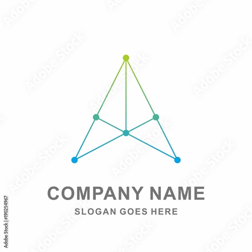 Triangle Circle Dots Arrow Wings Digital Link Connection Technology Computer Business Company Stock Vector Logo Design Template
