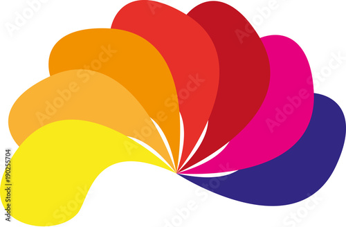 Business Logo aus sieben Segmenten, Herausforderung, Motivation, Erfolg, Leistung, Innovation, Wachstum