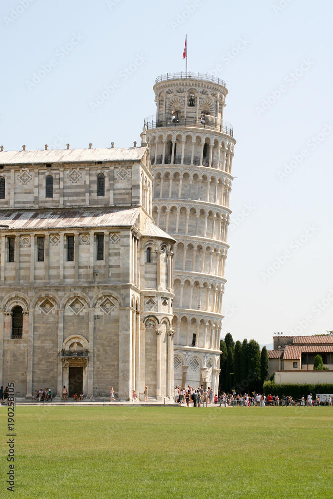 Summer. Italy. Pisa. Pisa Cathedral. Leaning Tower of Pisa. Day view