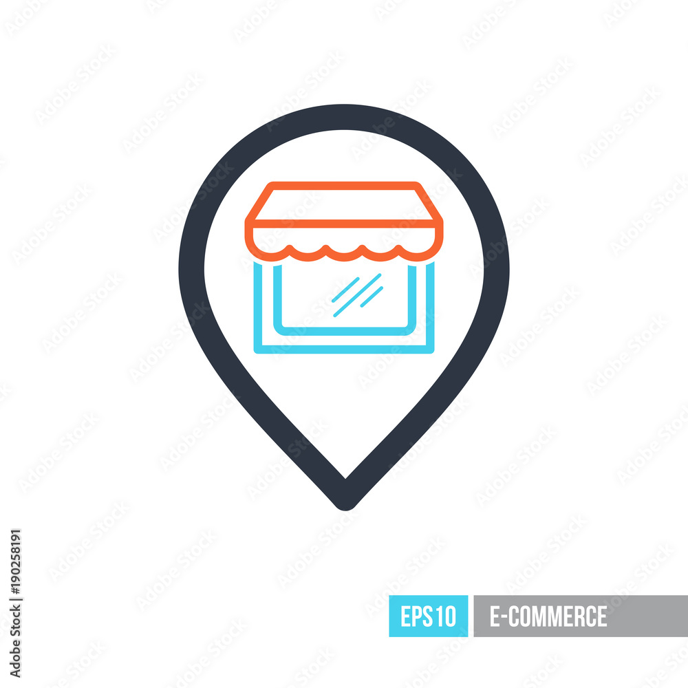 Supermarket store front pin map icon Supermarket store front pin map icon