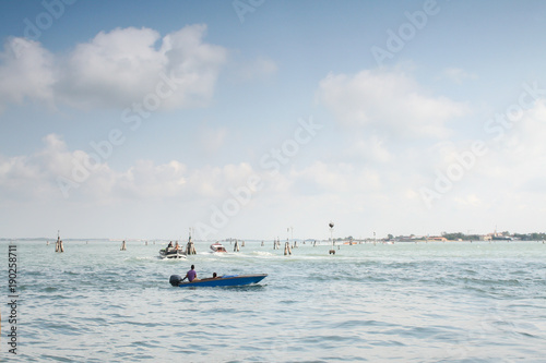 Summer. Italy. Venice. Ships in the Venetian lagoon
