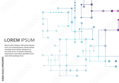 Circuit technology background, connected dots and lines. Vector abstract design