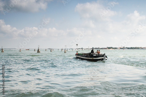 Summer. Italy. Venice. Ships in the Venetian lagoon
