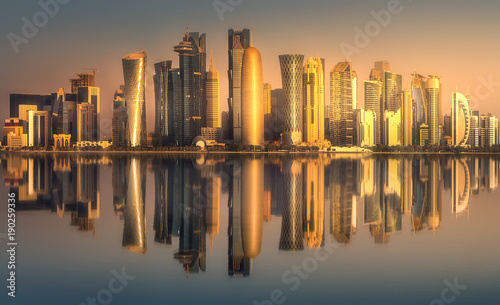 The skyline of West Bay and Doha downtown  Qatar