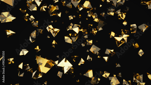 Abstract Yellow Gem triangle shape falling background, 3d rendering 