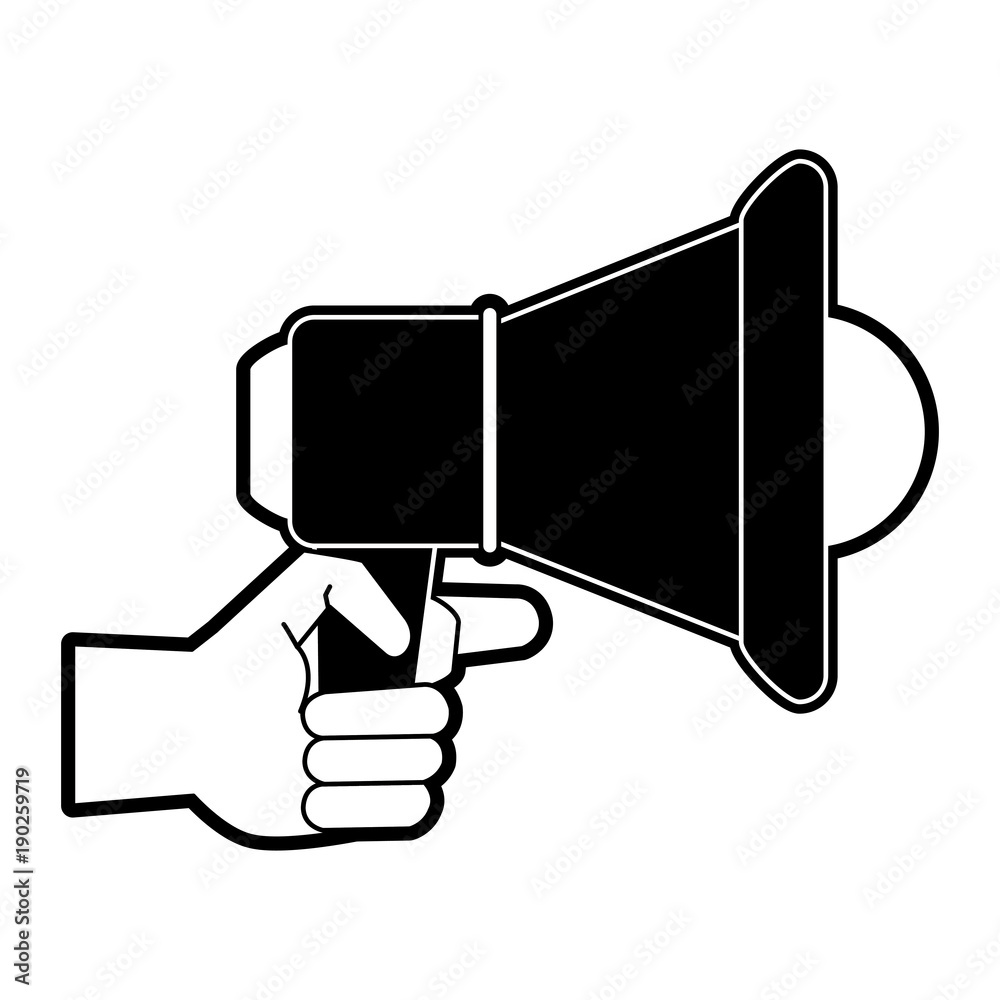 Hand with bullhorn icon vector illustration graphic design