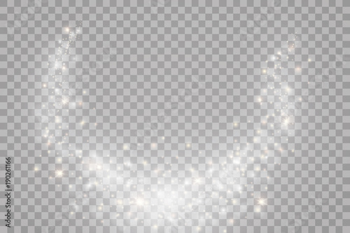 Sparks and stars glitter special light effect. Sparkling magic dust particles.Light flare special effect with rays of light and magic sparkles. Glow transparent vector, explosion, glitter.
