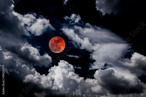 Fototapeta Naklejka Na Ścianę i Meble -  blood moon red eclipse black sky lunar full space background