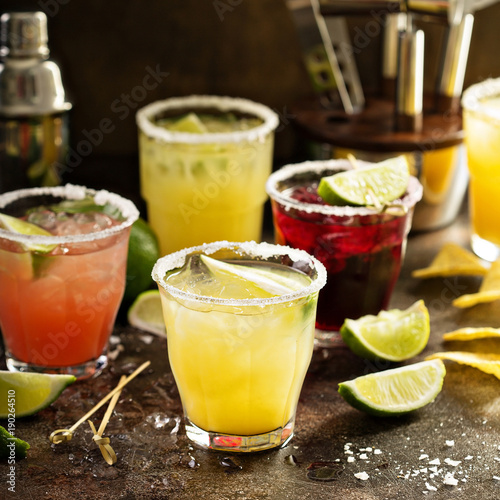 Variety of margarita cocktails