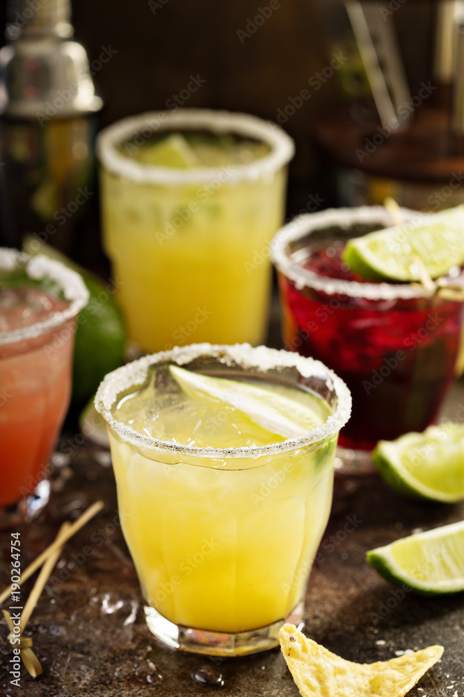Variety of margarita cocktails Variety of margarita cocktails