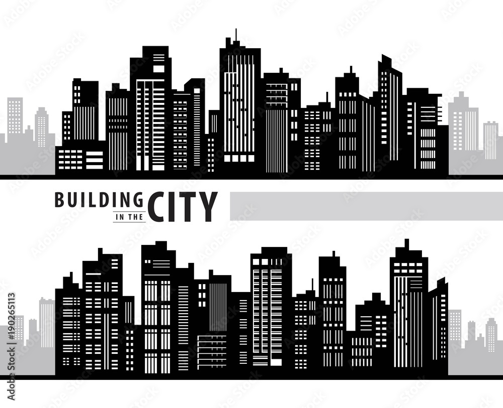 White Building in the City, skyscraper Perspective. Architecture vector.