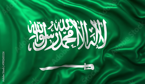 Photography Saudi arabia flag waving in the wind