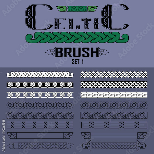 Set of vector brushes in Celtic style. Elements of design.