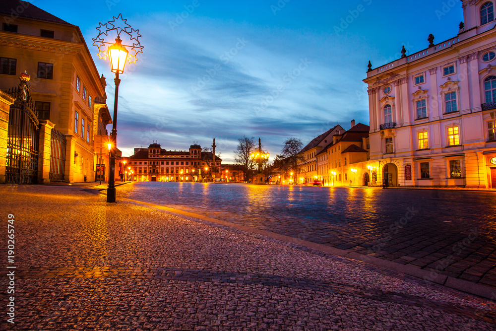 Night Square in Old Town in Prague Castle area. Czech Republic