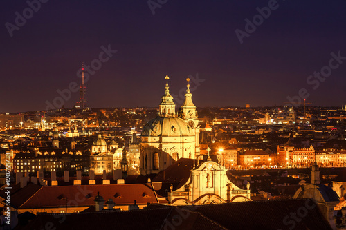 beautiful view of the city of Prague at evening, Czech Republic