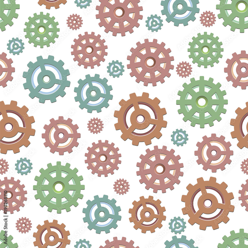 Seamless gear pattern. Gears on a white background. Vector illustration. Seamless gear pattern. Gears on a white background. Vector illustration.