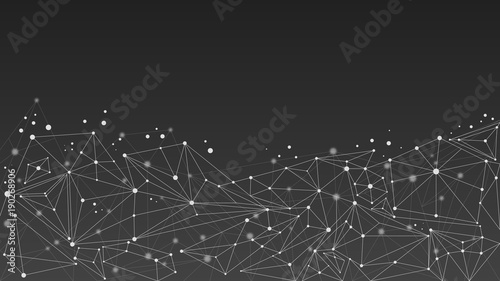 Geometric abstract molecule background, black and white photo