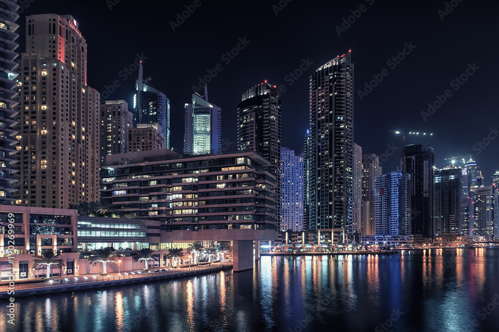 Dubai marina by night