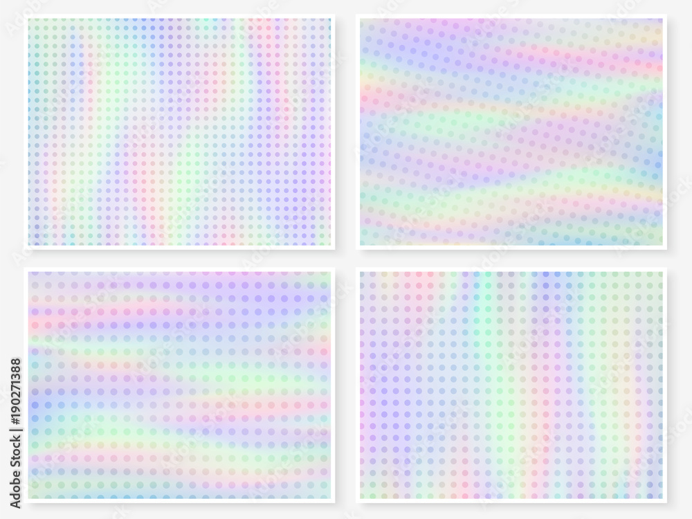Hologram wallpaper set pastel multicolor blurs dots