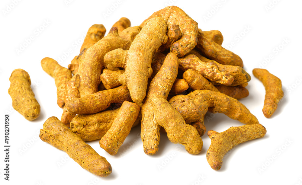 dried turmeric isolated on the white background dried turmeric isolated on the white background