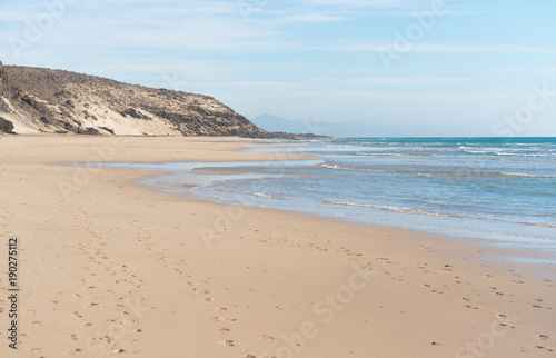 Sandy beaches in the Canaries Islands Morro Jable, Fuerteventura, Canary Islands, Spain