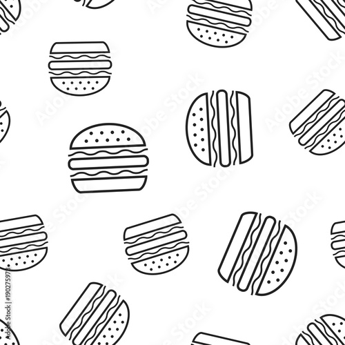 Burger fast food seamless pattern background. Business concept vector illustration. Hamburger symbol pattern.