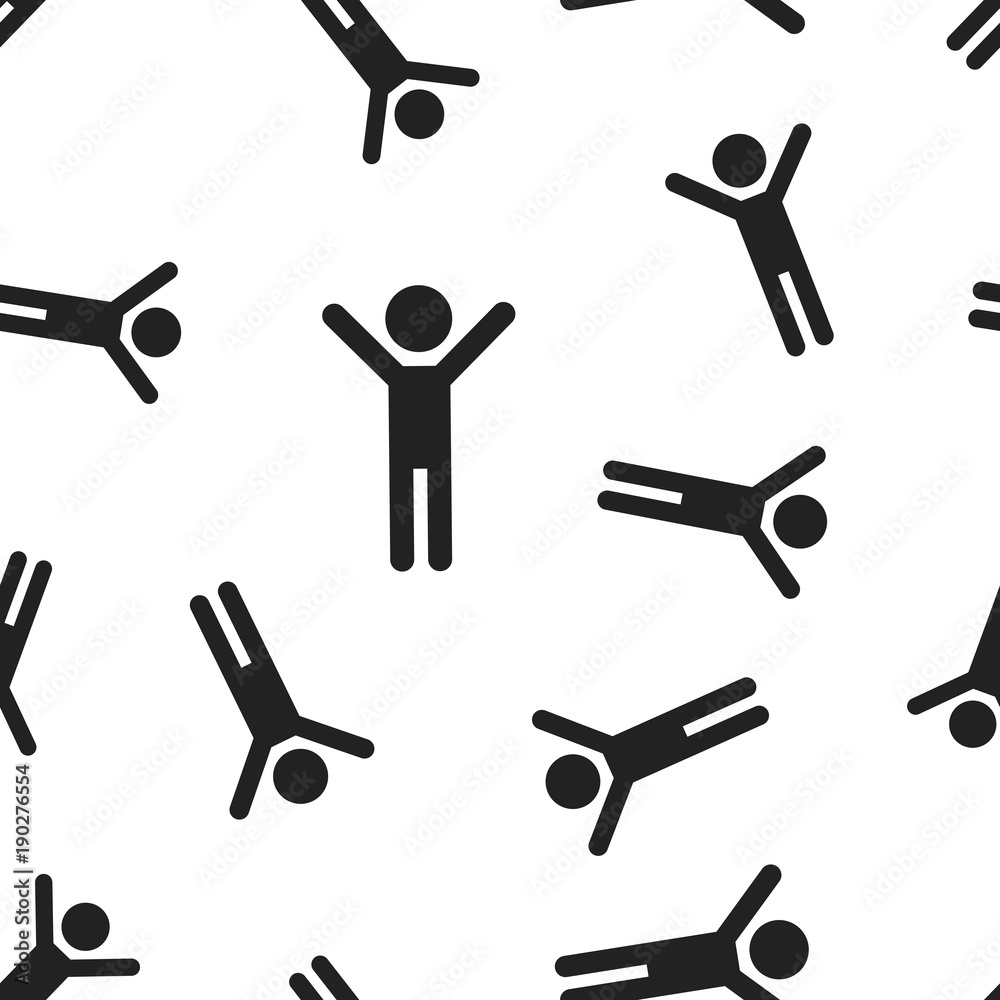 Happy man with hands up seamless pattern background. Business concept vector illustration. People happy symbol pattern.